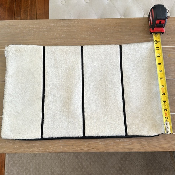 New Arhaus black white hair on hide panel leather pillow cover linen back 12x20 - Picture 14 of 14